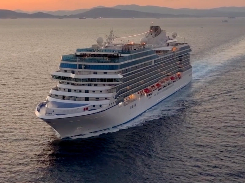 A cruise liner out on the ocean