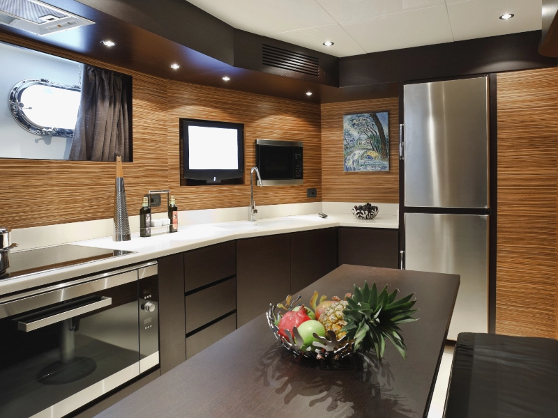 A yacht cabin kitchen